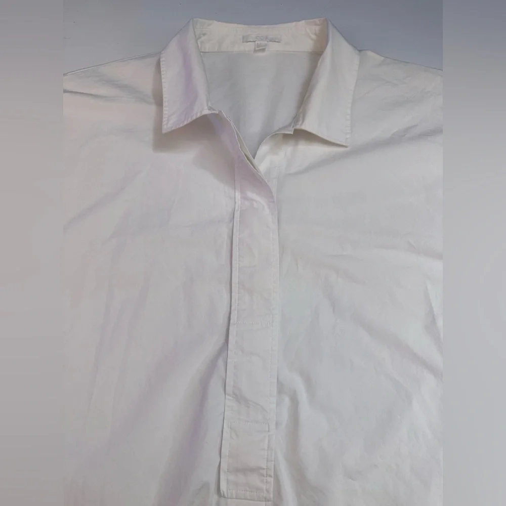 COS A-Line Mini Shirt Dress Women M White Minimalist 1/4 Button Up Cotton Summer - Picture 12 of 14
